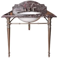 Vintage Marble and Nickel Washstand Sink