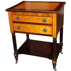 Two-Drawer Sheraton Side Table or Work Stand with Extensive Inlay, circa 1820