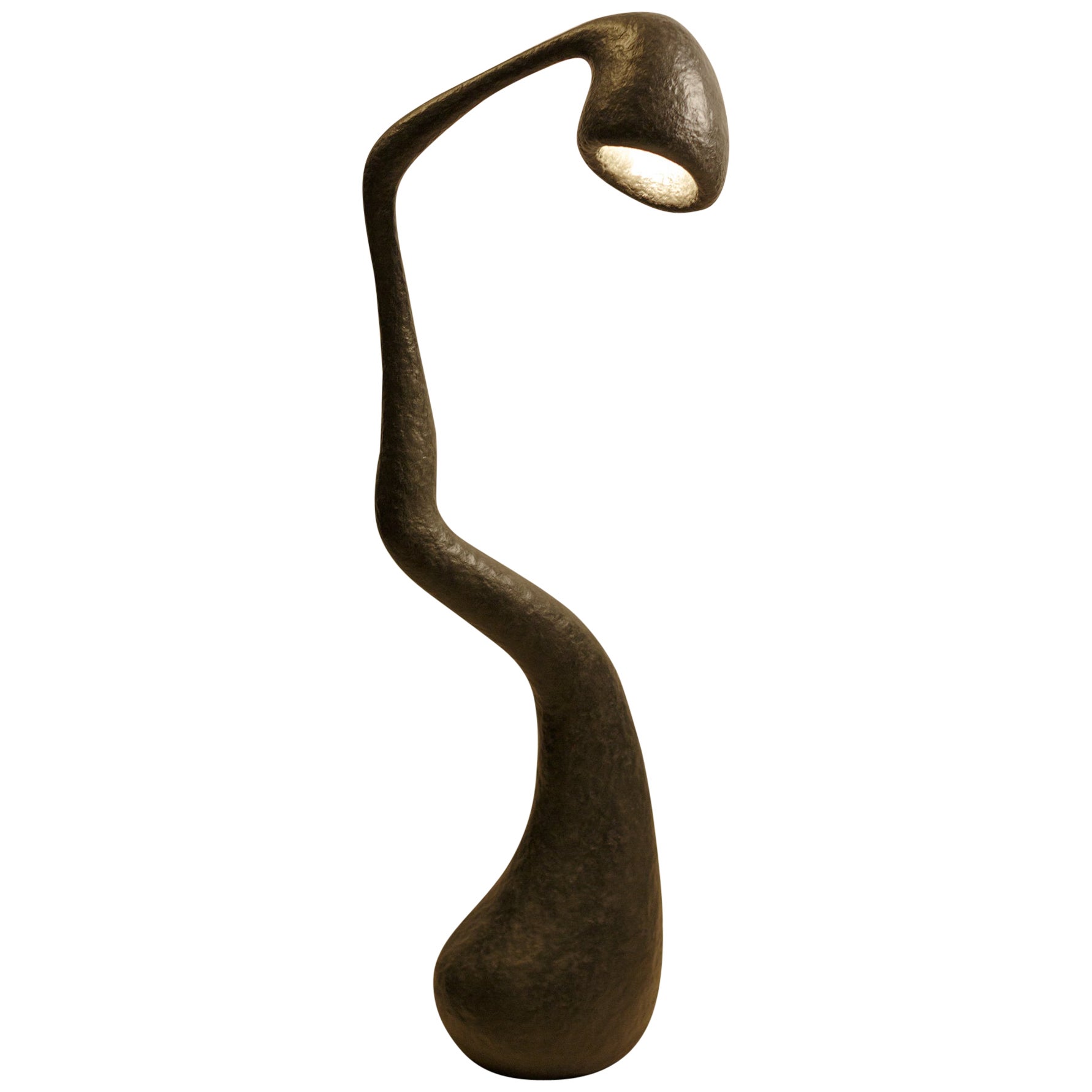 Floor Lamp ROSTKI, Black, Organic Bionic Design, Recycled Paper, Handmade