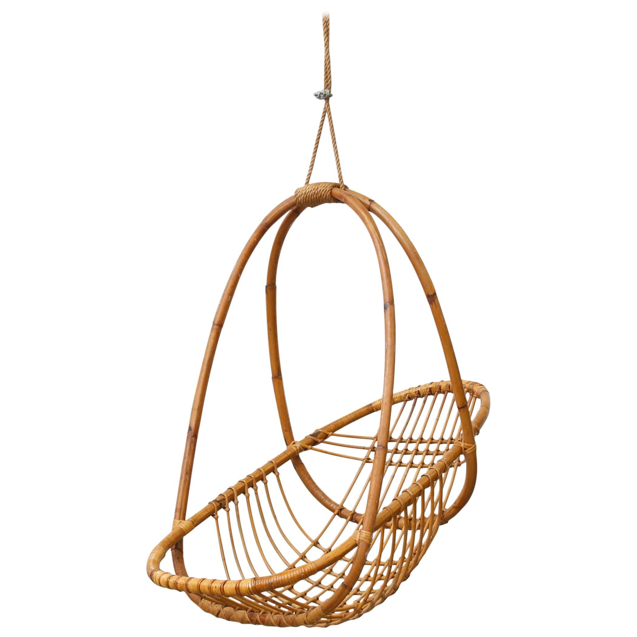 Retro Hanging Bamboo Egg Basket Chair