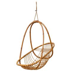 Vintage Hanging Bamboo Egg Basket Chair