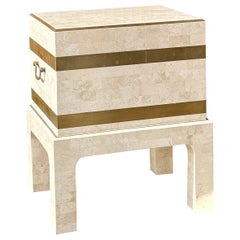 Maitland Smith Tessellated Stone and Brass Chest