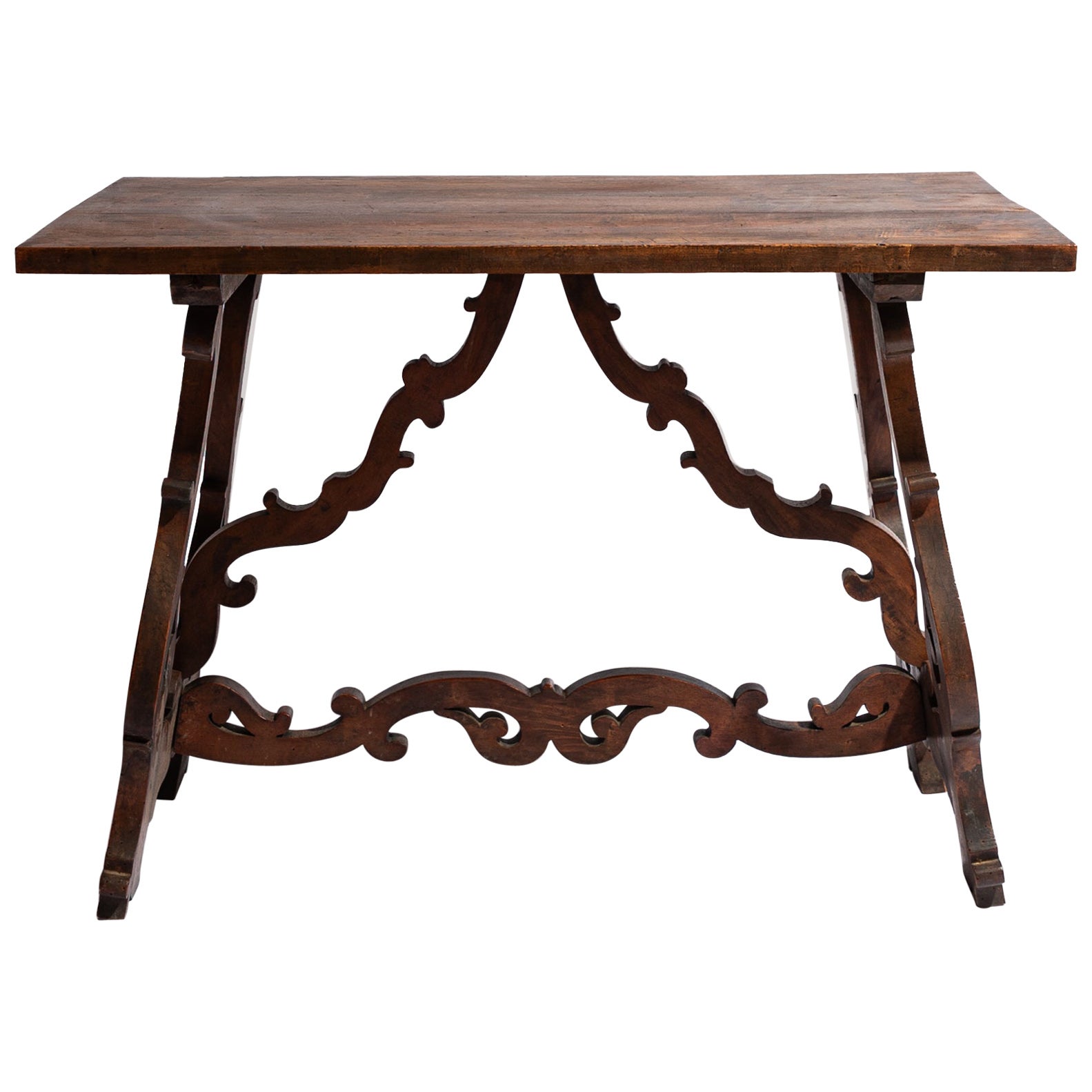 Table console Fratino en noyer italienne du 18e siècle