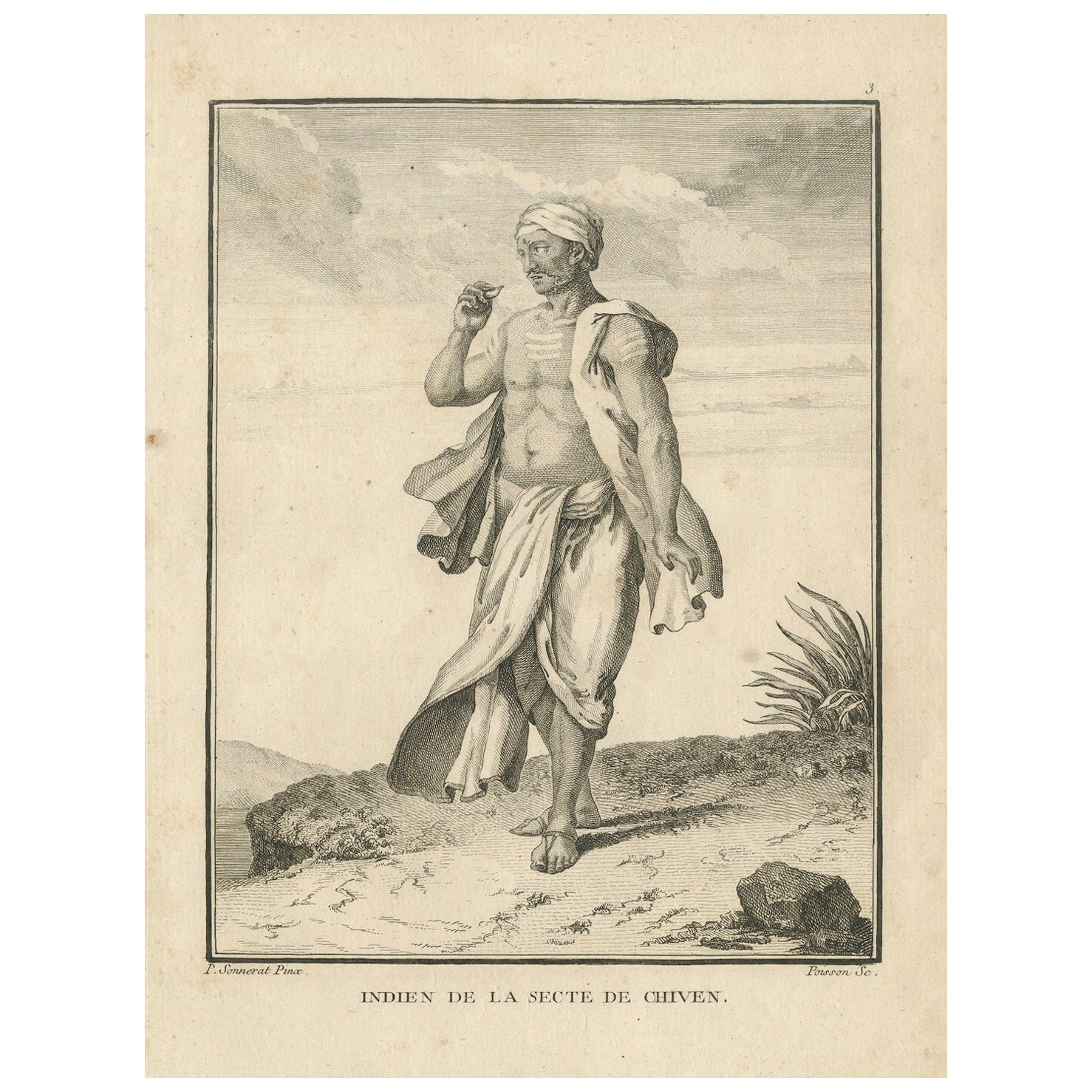 Indian Follower of the Shaivite Sect – Sonnerat Voyage Engraving, 1806