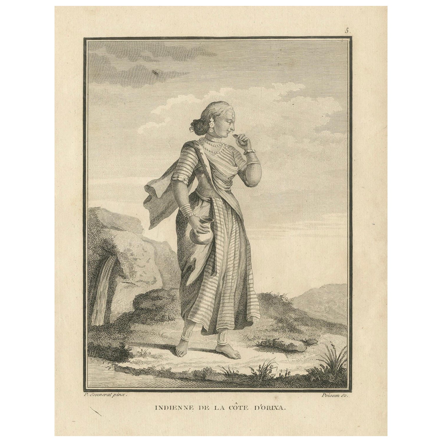 Die indische Frau an der Orissa-Küste - Sonnerat-Reisestich, Paris 1806