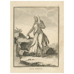 Indian Widow by a River – Sonnerat Voyage Engraving, Paris Edition of 1806