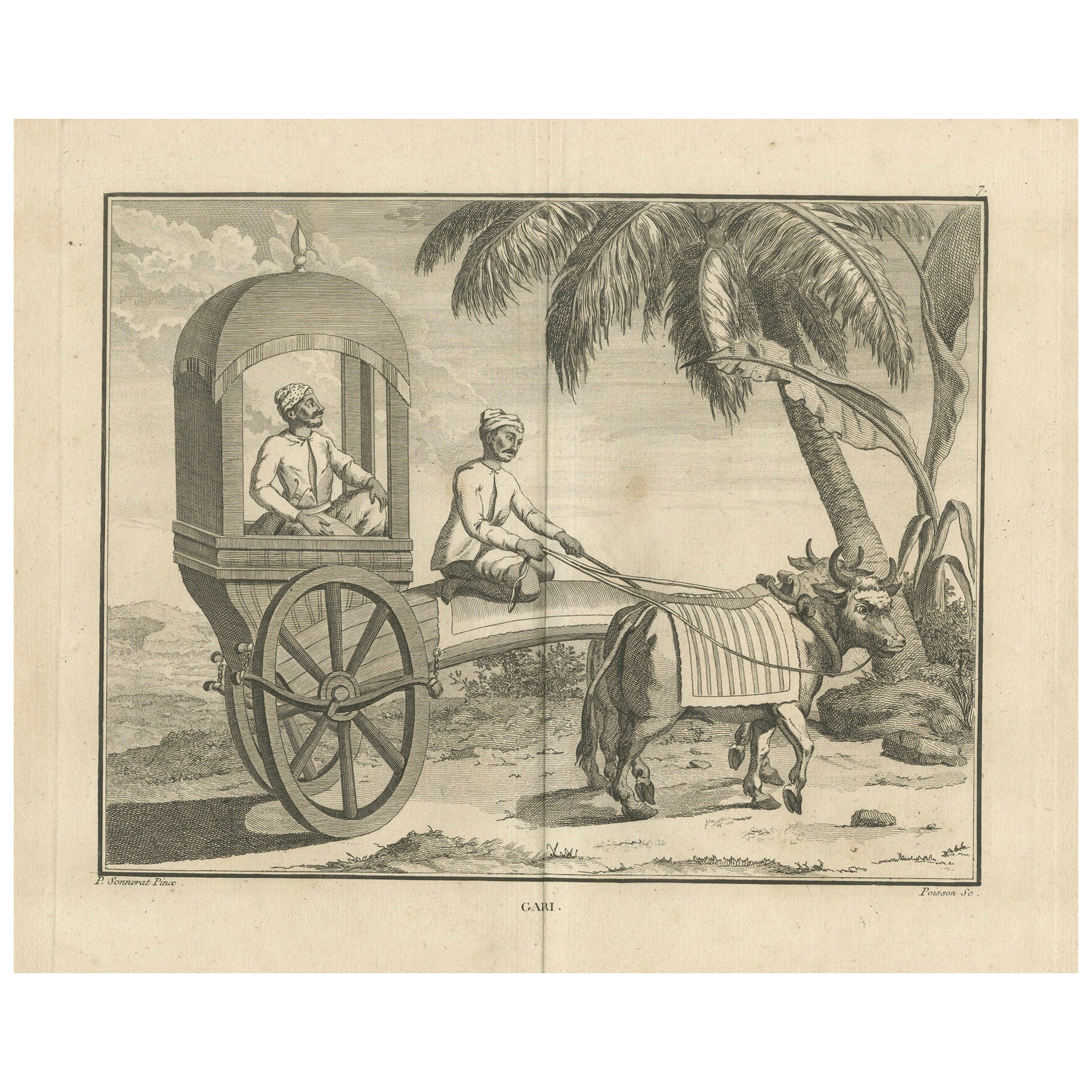 Traditional Indian Bullock Cart (Gari) – Sonnerat Engraving, Paris 1806