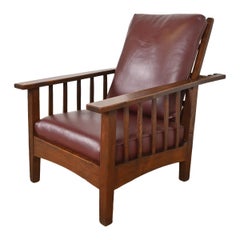 Stickley Brothers Stil Antiker Mission Eichenholz Arts & Crafts Liegesessel