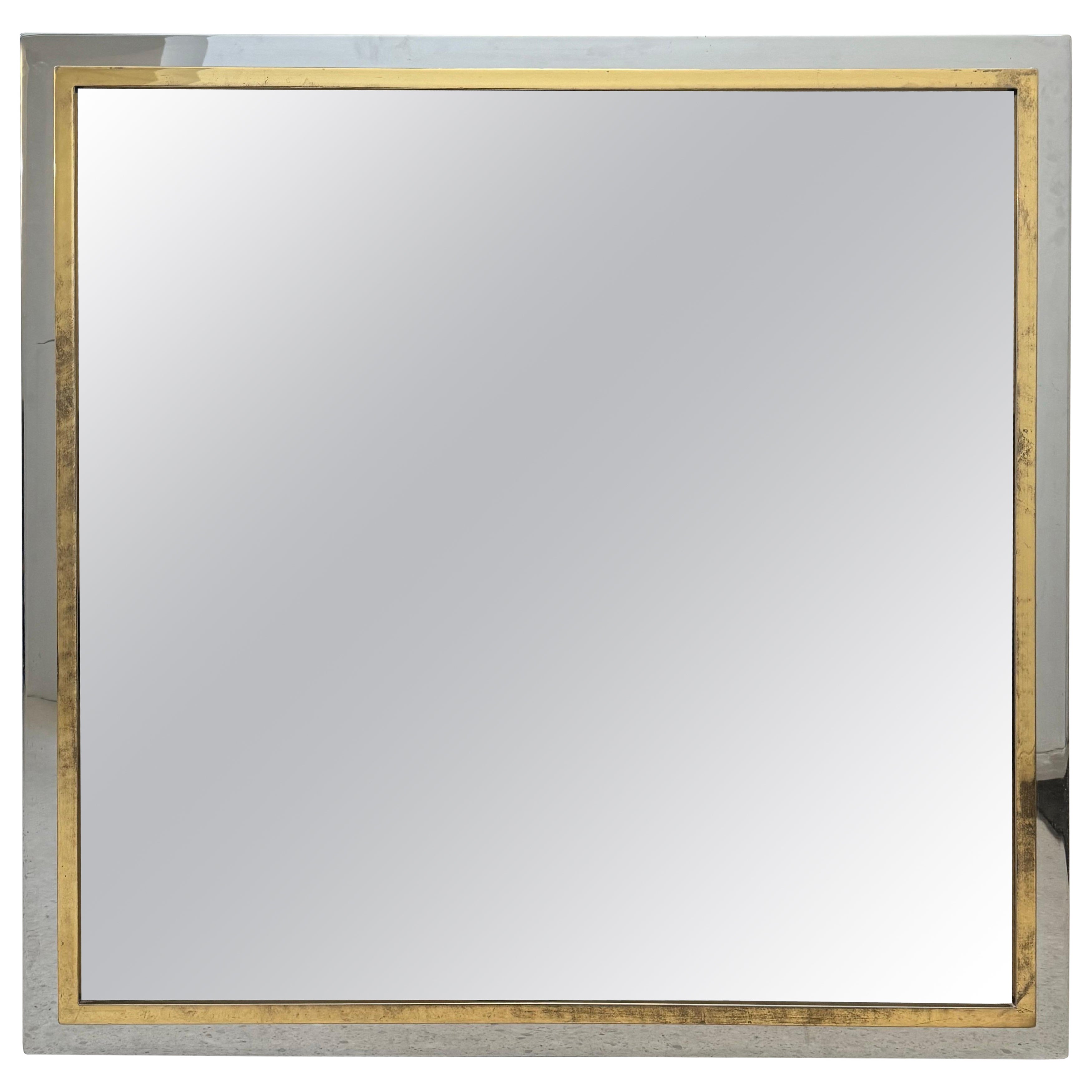 Vintage Belgo Chrom Mirror with Brass and Chrome Frame, 1970s