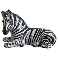 Scultura di zebra in ceramica italiana dipinta a mano, anni '1960.