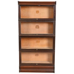 Antique Arts & Crafts Mahogany Four-Stack Barrister Bookcase by Macey