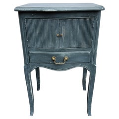 French Blue Painted Bedside Nightstand End Table