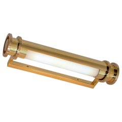 Bespoke Cylindrical Wall Light With Reflector Shade, Polished Brass, Opal Glass