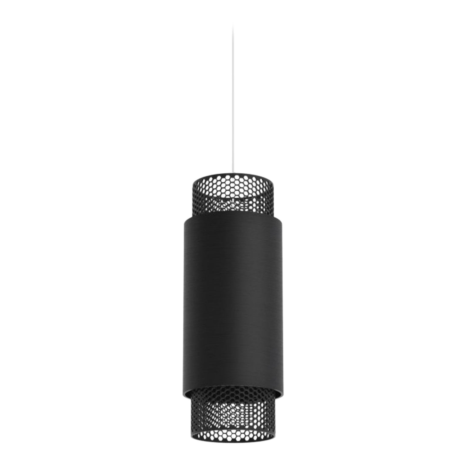 Lampada a sospensione verticale media Union in alluminio anodizzato nero di JSPR