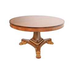 Baker Furniture Regency Paw Foot Pedestal Extension Dining Table, Refinished