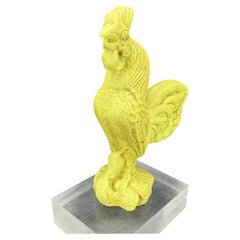 Cast Iron Green Painted Rooster Sculpture Door Stop