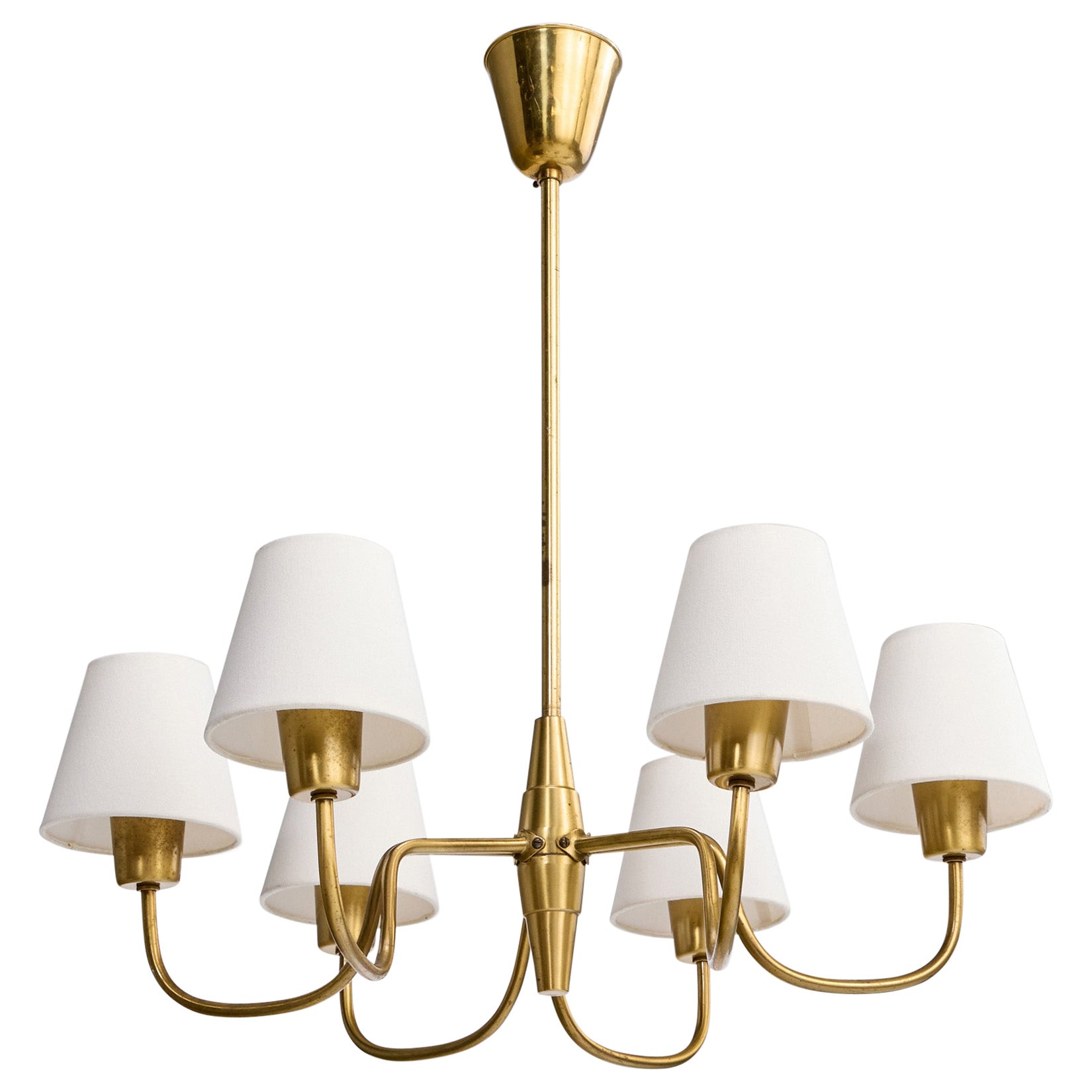 ASEA, Chandelier, Brass, Fabric, Sweden, 1950s