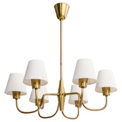 ASEA, Chandelier, Brass, Fabric, Sweden, 1950s