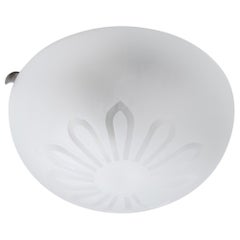 Swedish Designer, Flush Mount, Glass, Metal, Sweden, 1940s