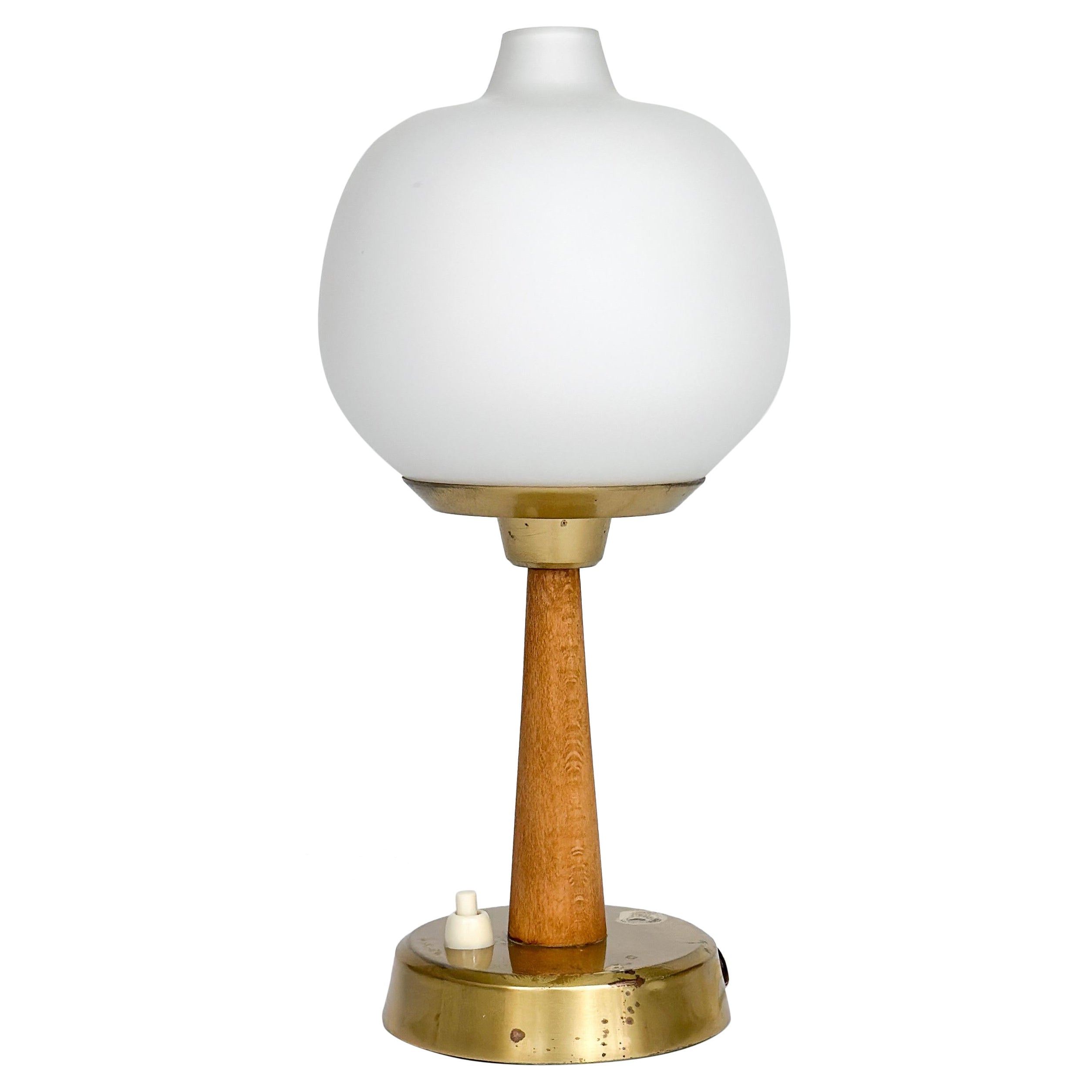 Hans Bergström Table Lamp 702 Atelje Lyktan Opaline Glass Brass Light 1950s