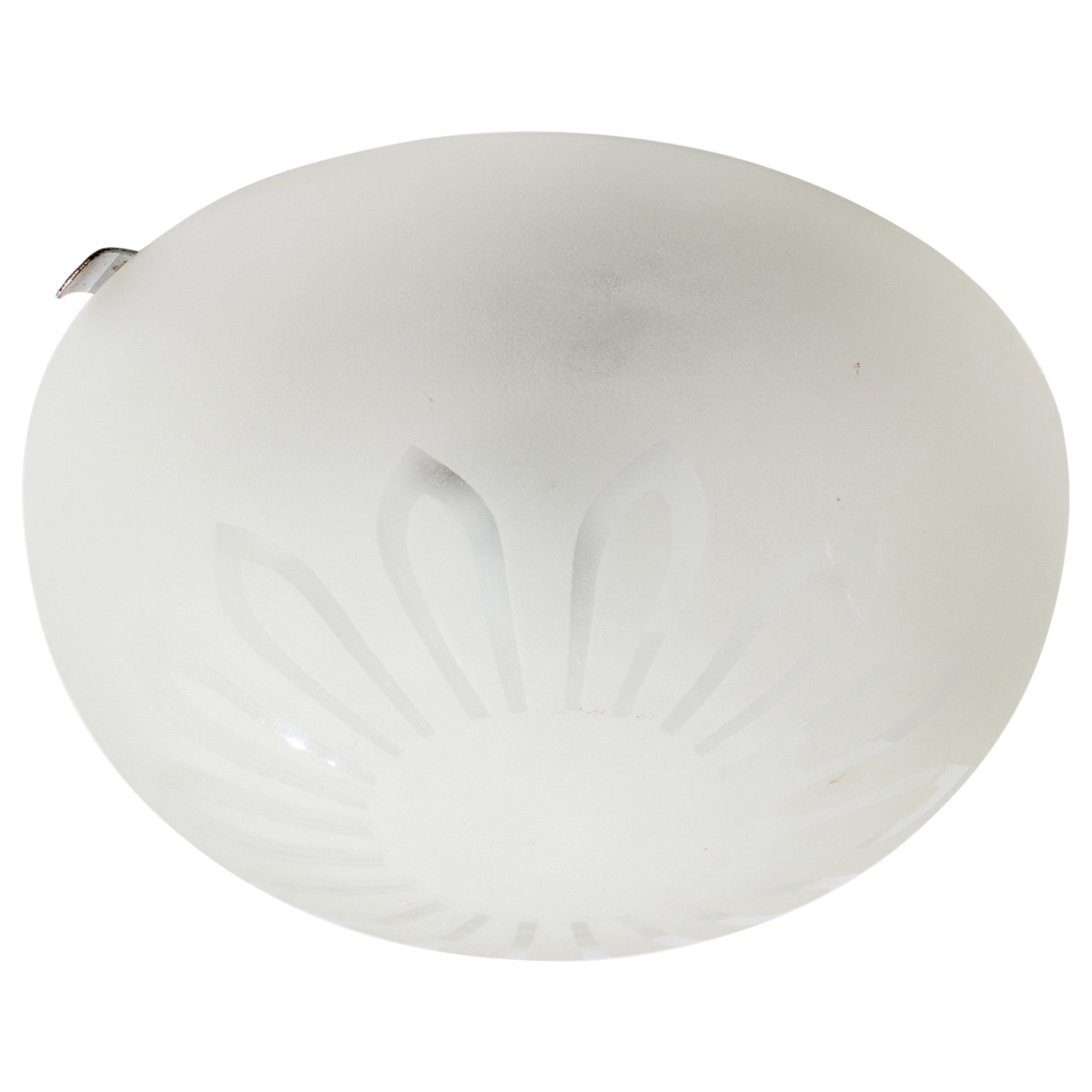 Swedish Designer, Flush Mount, Glass, Metal, Sweden, 1940s