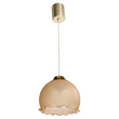 Swedish Designer, Pendant Light, Brass, Glass, Sweden, 1960s