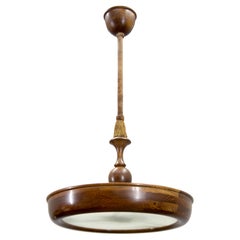 Großer hölzerner Art-Déco-Kronleuchter, 1930er-Jahre