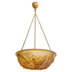 Vintage Degué, Pendant Light, Glass, Rope, France, 1930s