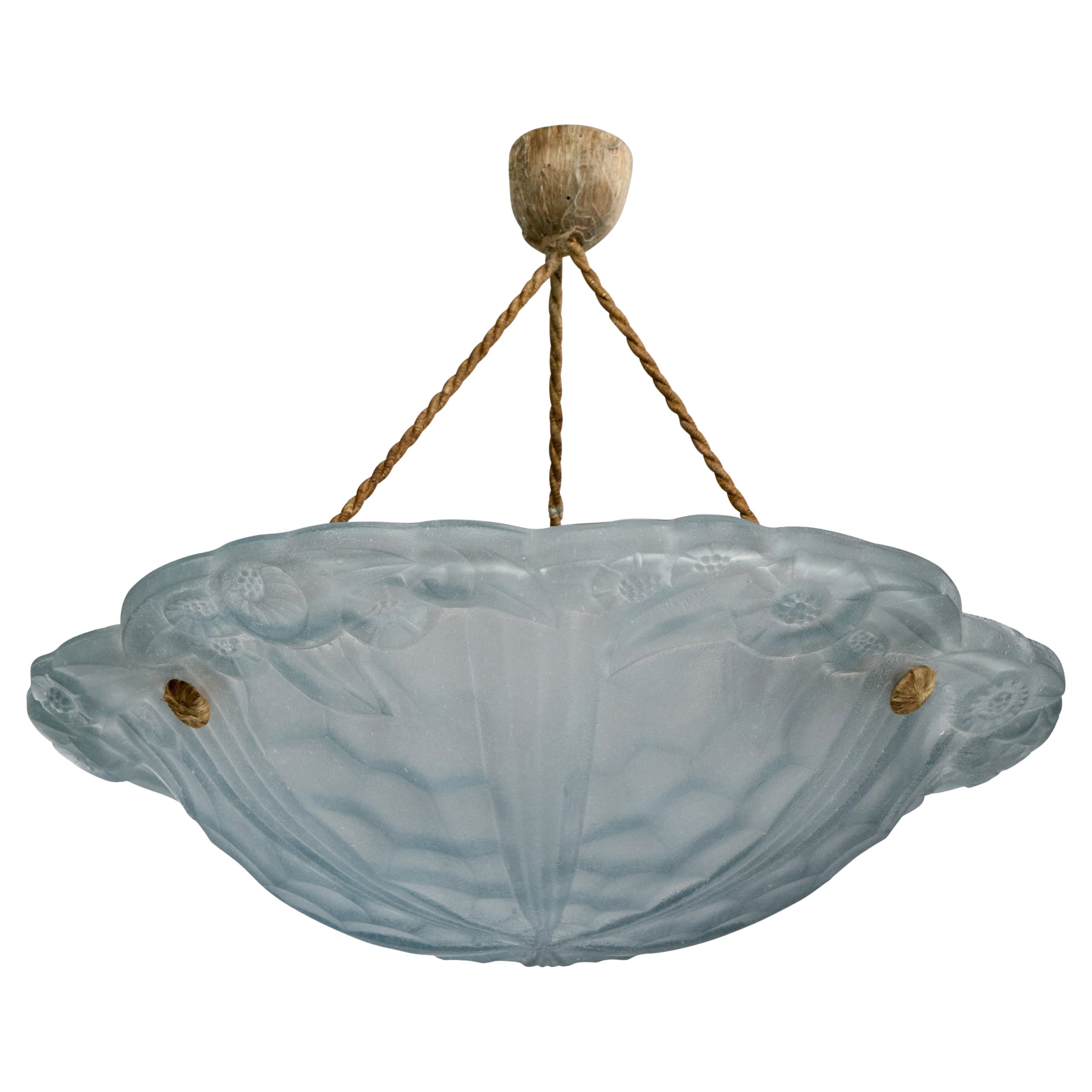 Designer francese, lampada a sospensione, vetro, corda, Francia, anni '30