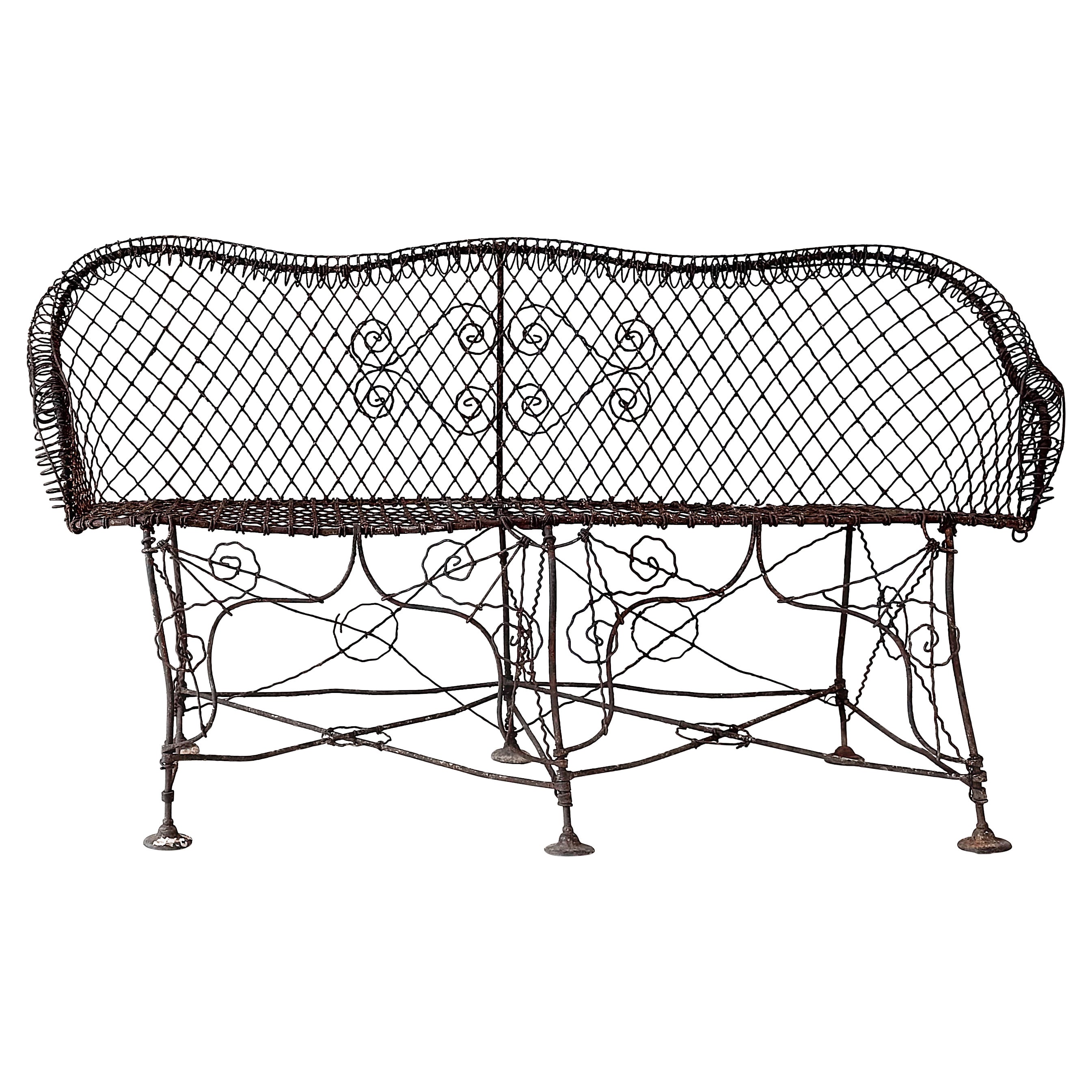 19th Century French Handmade Wire Settee