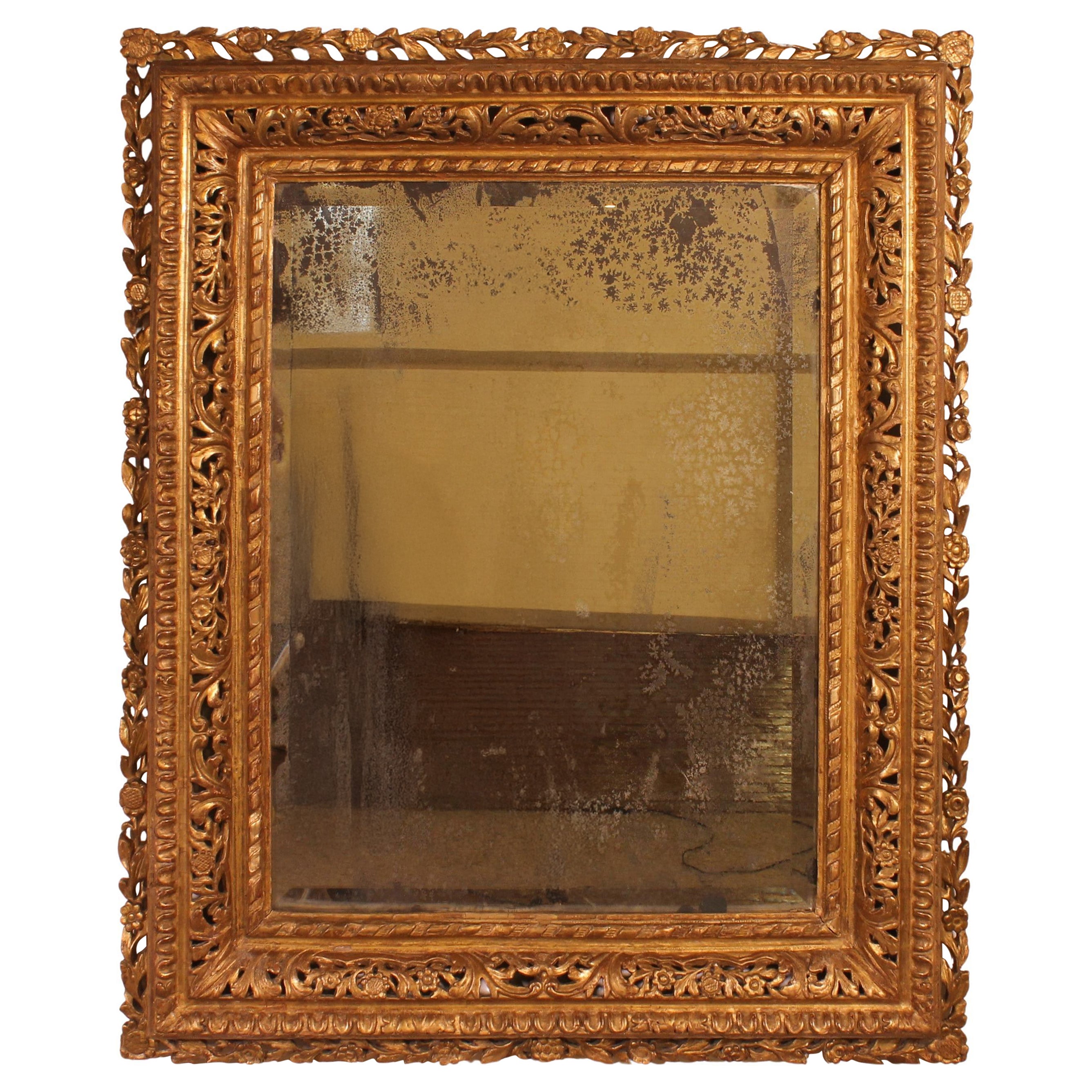 Specchio italiano del XVIII secolo in Wood dorato