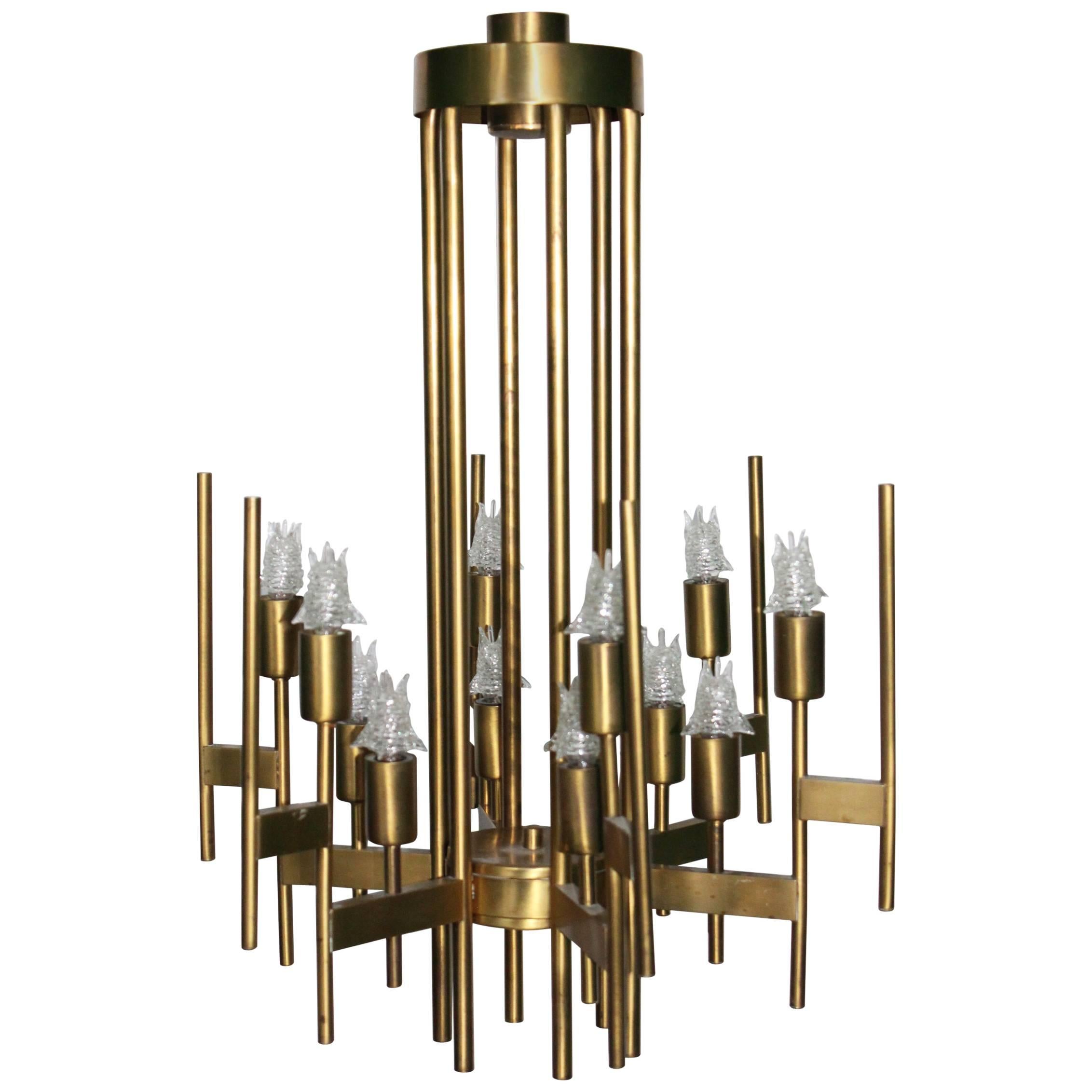 Gaetano Sciolari Brass Chandelier