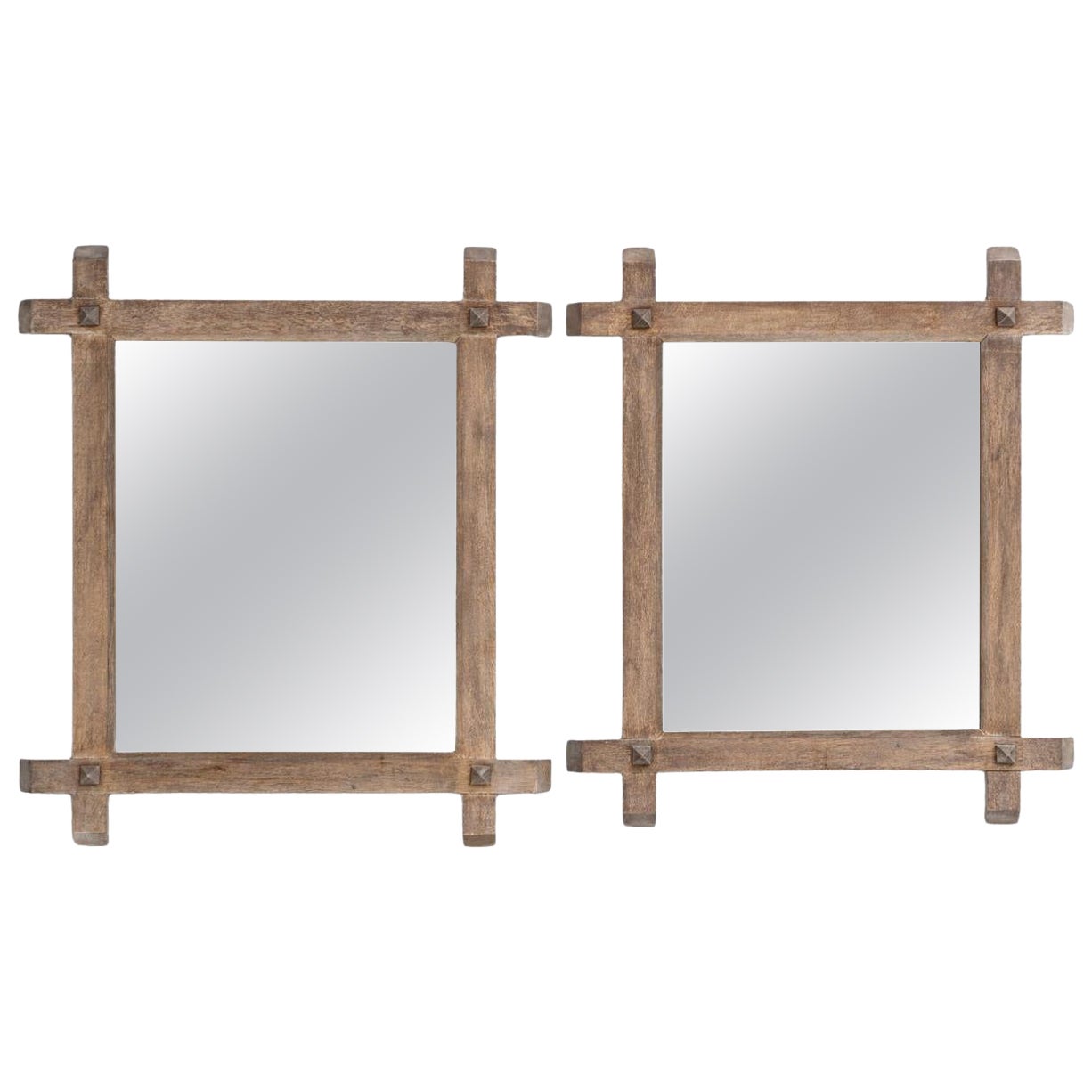 20th Century French Pair Of Oak Mirrors
