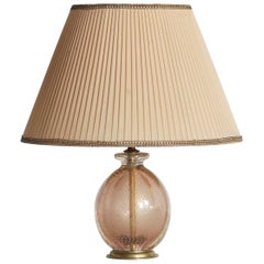 Archimede Seguso Vetri D'Arte Bullicante Table Lamp, Murano, Italy, 1930s