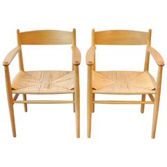 Set of Two CH37 Armchairs by Hans Wegner for Carl Hansen & Søn, Denmark, 1960s