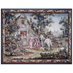 Escena galante, tapiz francés de la manufactura Aubusson siglo XIX - N° 1545