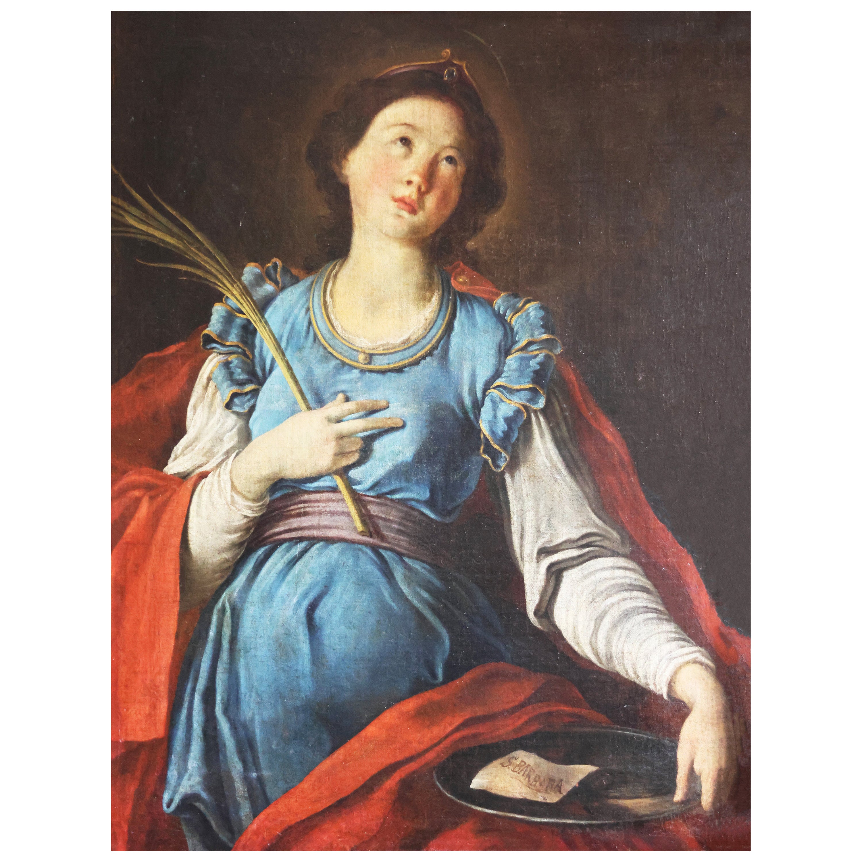 Escuela italiana; Santa Bárbara, siglo XVIII, óleo sobre lienzo