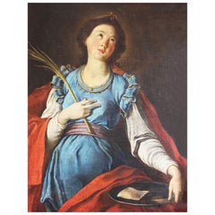 Escuela italiana; Santa Bárbara, siglo XVIII, óleo sobre lienzo