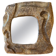 Ceramic mirror by Marius Bessone, France, 1960's