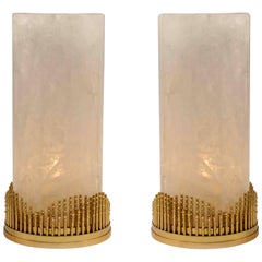 Pair of Modern Rock Crystal Quartz Table Lamps