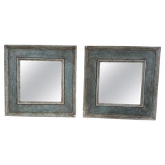 Pair of Blue Painted Italian Mirrors