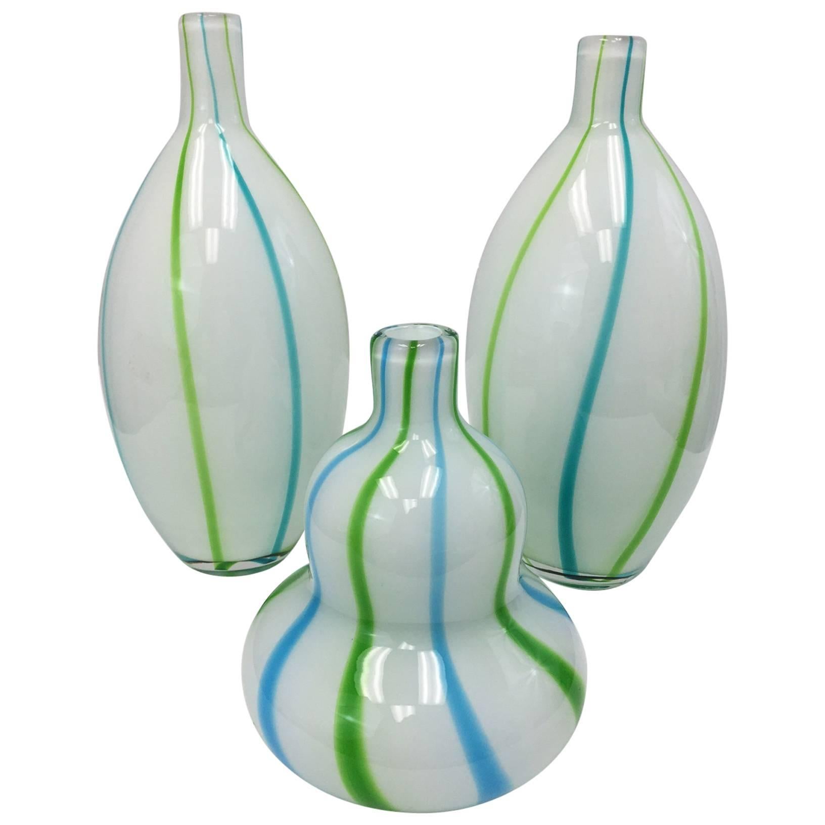 Set of Three Murano Vases For Sale