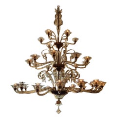 Grande lampadario in vetro veneziano in stile Barovier&Toso