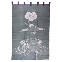 Japanese Antique Blue  Doorway Curtain Noren for Happiness And Longevity