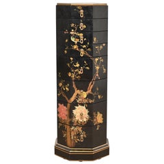 Baker Furniture Style Hollywood Regency Chinoiserie Hand Painted Lingerie Chest