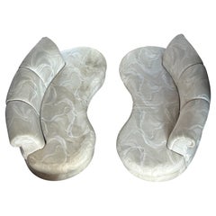 Stylish Pair Adrian Pearsall Kidney Shaped Curved Sofa Mid-Century Modern