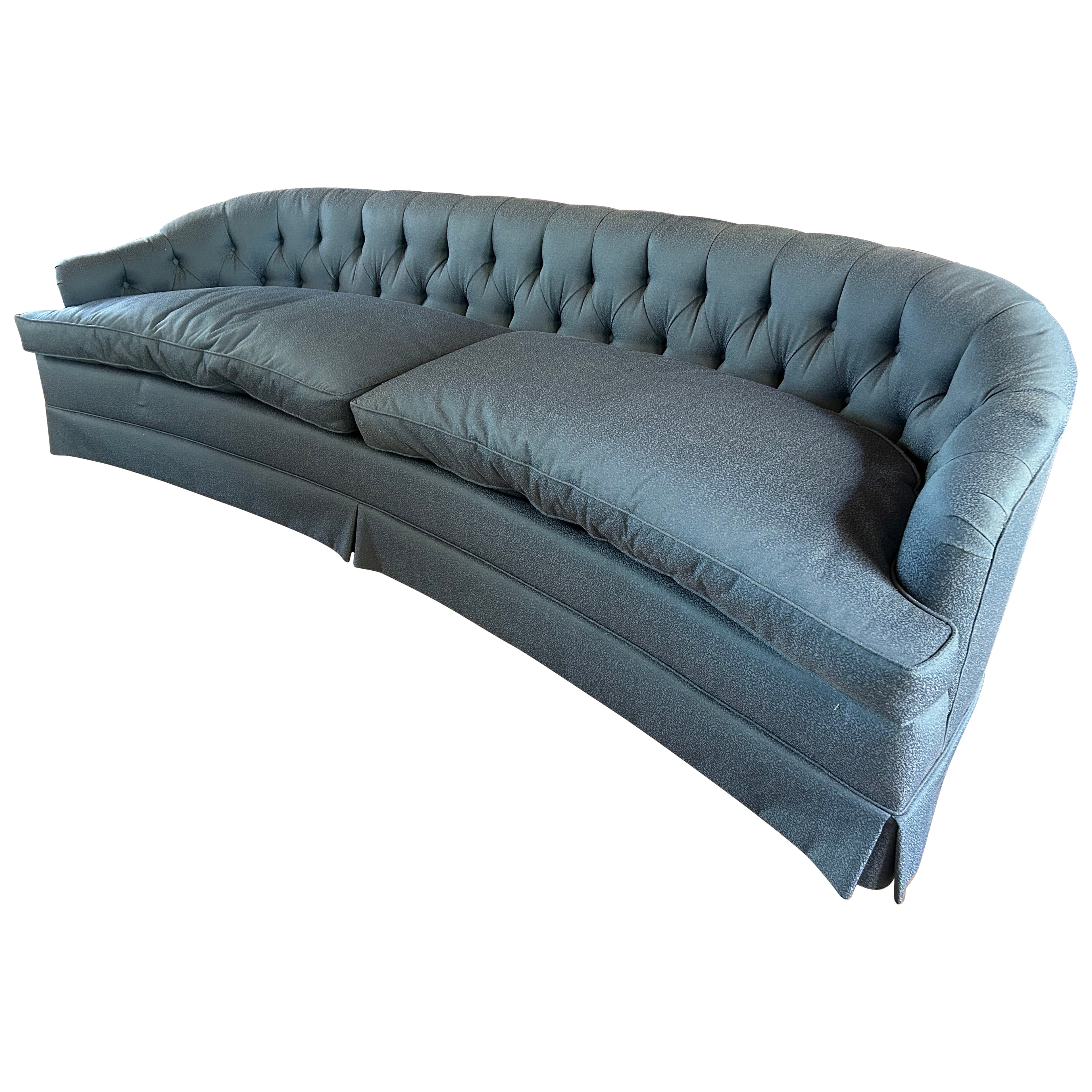 Spectacular Dorothy Draper style Curved Tufted Sofa Hollywood Regency
