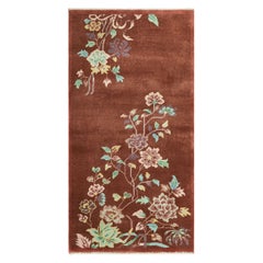 Alfombra china de estilo Art Déco de Rug & Kilim en marrón con motivos florales