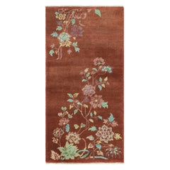 Alfombra china de estilo Art Déco de Rug & Kilim en marrón con motivos florales