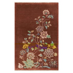 Alfombra china de estilo Art Déco de Rug & Kilim en marrón con motivos florales